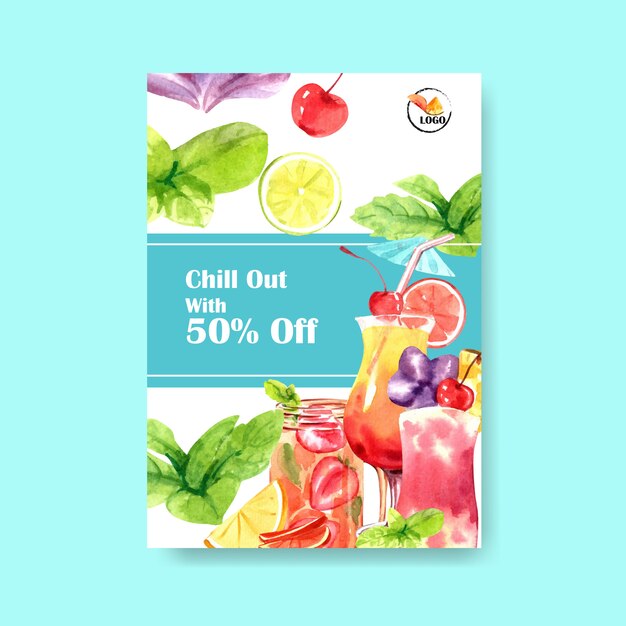 Download Summer drink poster template | Free Vector