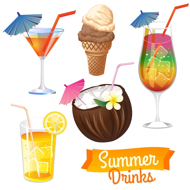 Premium Vector Summer drinks illustration collection