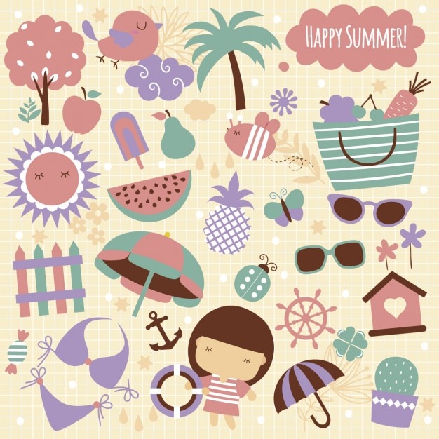 Free Vector Summer Elements Illustration