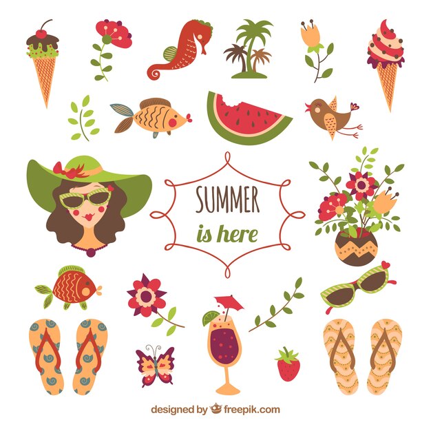 Free Vector | Summer Elements Illustration