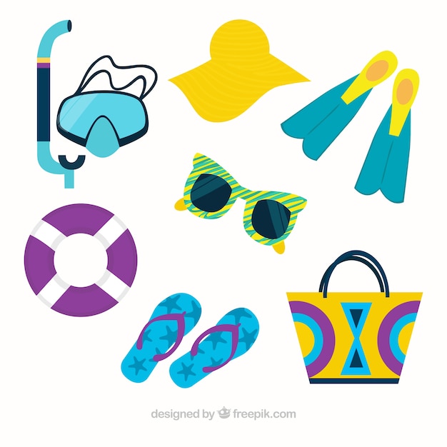 Summer equipment for the beach | Free Vector