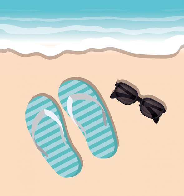 Premium Vector | Summer flip flops in the beach design