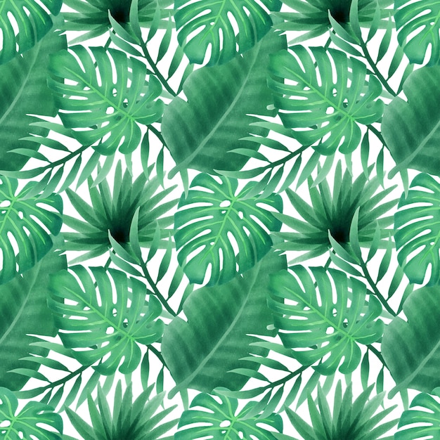 Premium Vector Summer Floral Watercolor Leaves Seamless Pattern Wallpaper