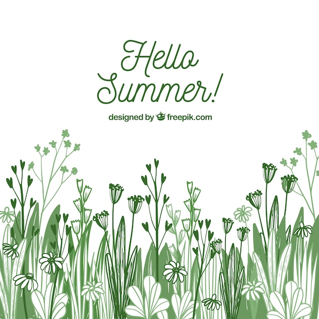 Download Free Vector | Summer flowers background in hand drawn style