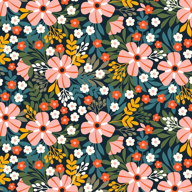 Premium Vector | Summer flowers seamless pattern