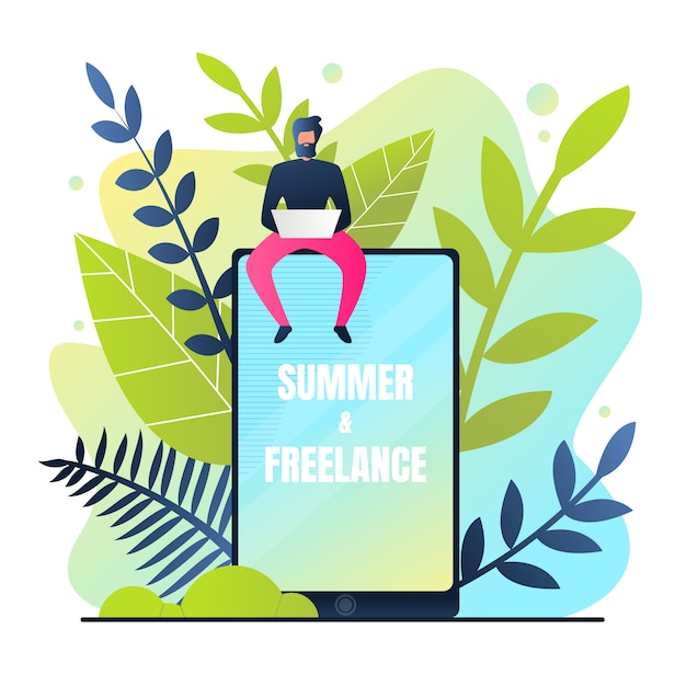 Summer and freelance banner Premium Vector