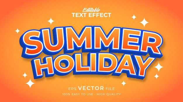 Premium Vector | Summer holiday typography premium editable text effect