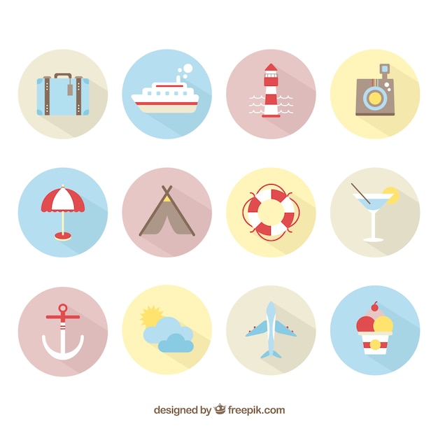 Summer holidays icons