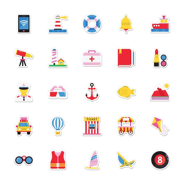 Premium Vector | Summer and holidays stickers