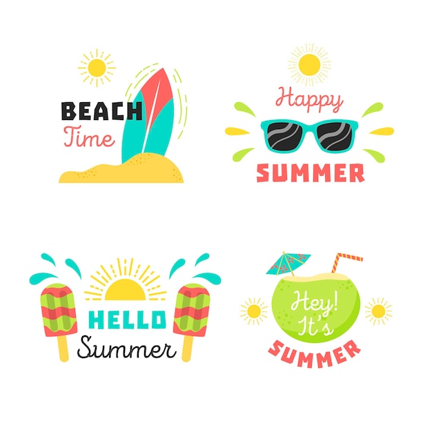 Summer labels in flat design | Free Vector