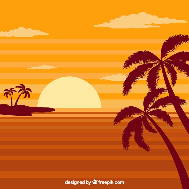 Summer landscape background at sunset Vector | Free Download