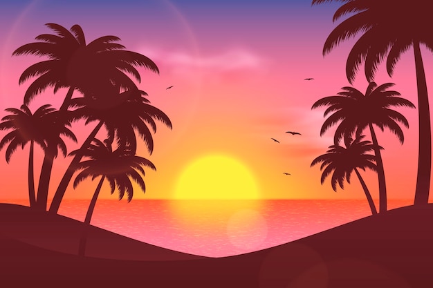 Free Vector | Summer landscape background for zoom