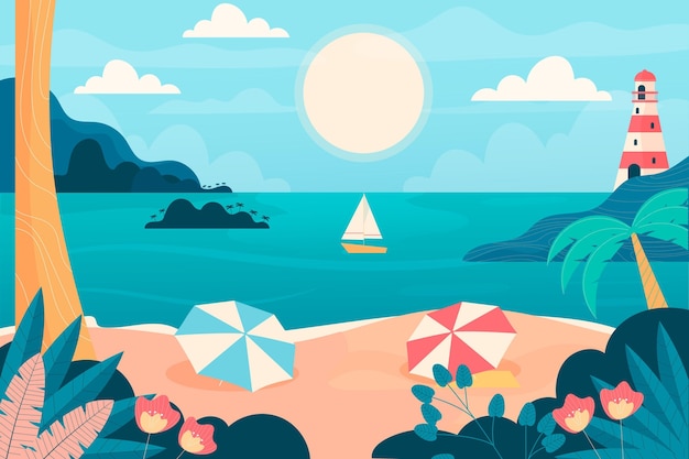 Summer landscape background for zoom | Free Vector