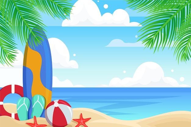 Free Vector | Summer landscape wallpaper for zoom theme