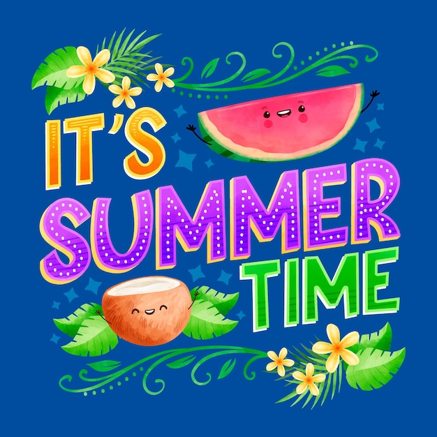 Download Summer lettering theme | Free Vector