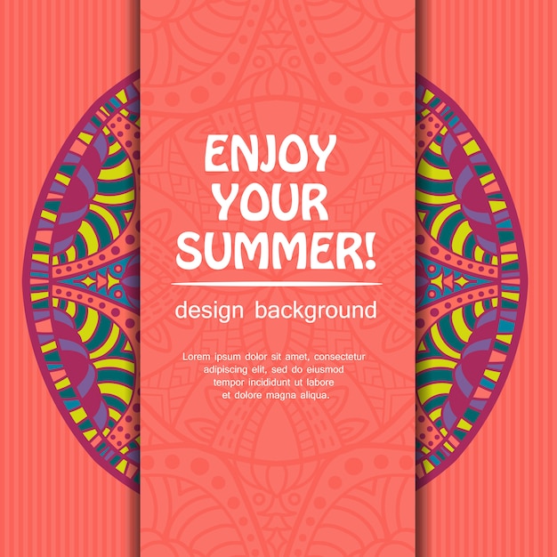 Download Summer mandala card Vector | Premium Download