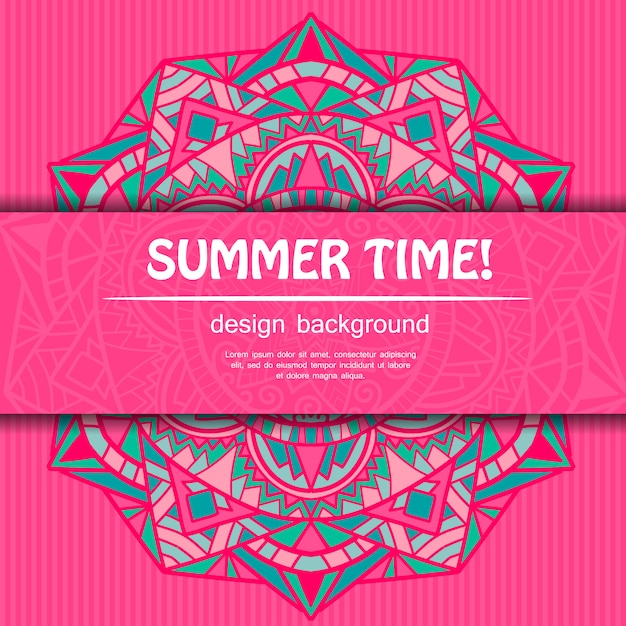 Download Summer mandala design. ethnic background. | Premium Vector