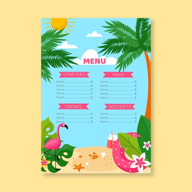 Free Vector Summer menu template