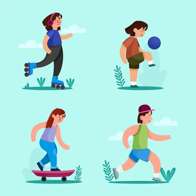 Summer outdoor activities set | Free Vector