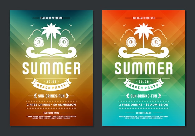 Premium Vector Summer Party Design Poster Or Flyer Night Club Event Modern Typography