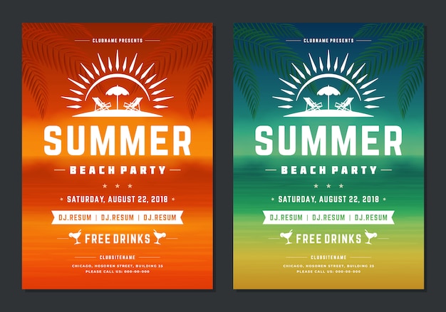 Premium Vector Summer Party Design Poster Or Flyer Night Club Event Modern Typography