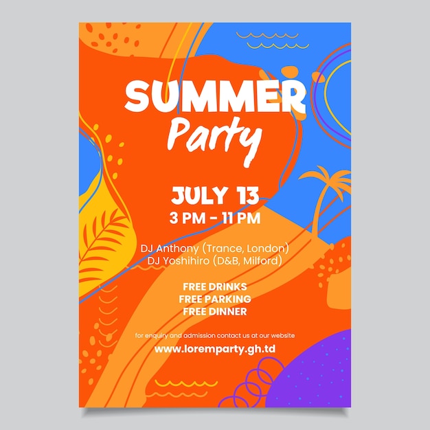 Free Vector | Summer party flyer template