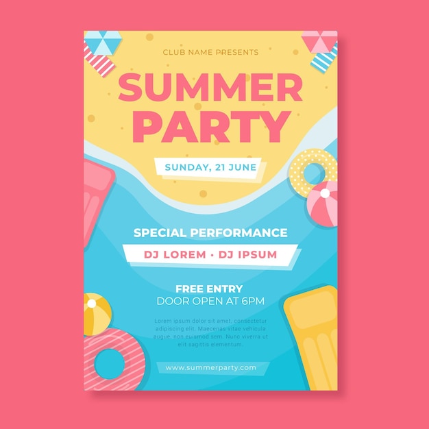 Free Vector Summer party flyer template