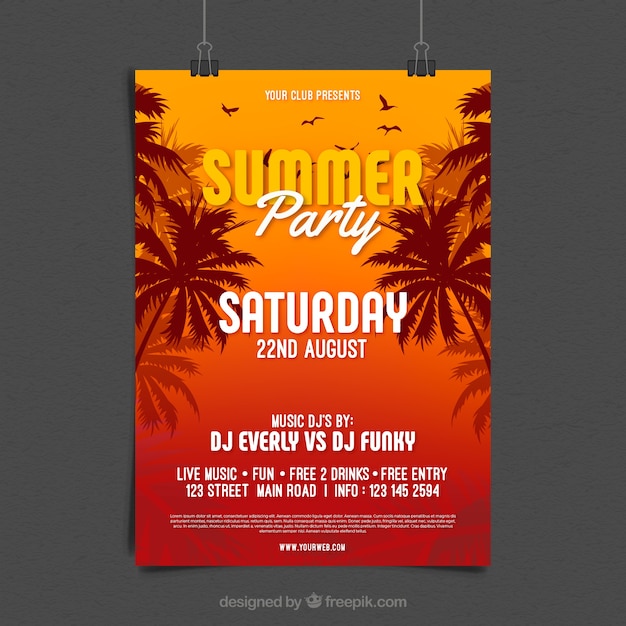 Summer party flyer with palms