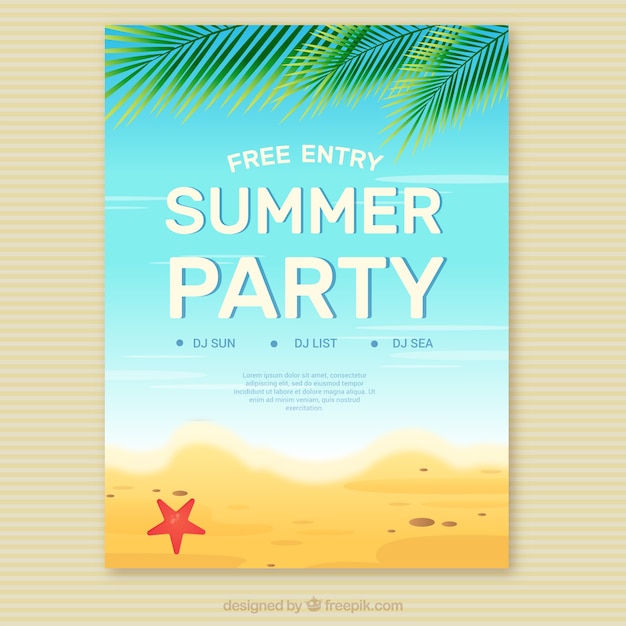 Summer party invitation on the beach Vector Free Download