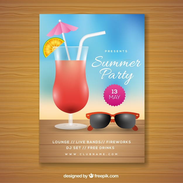 Download Free Vector | Summer party invitation with tropical ...