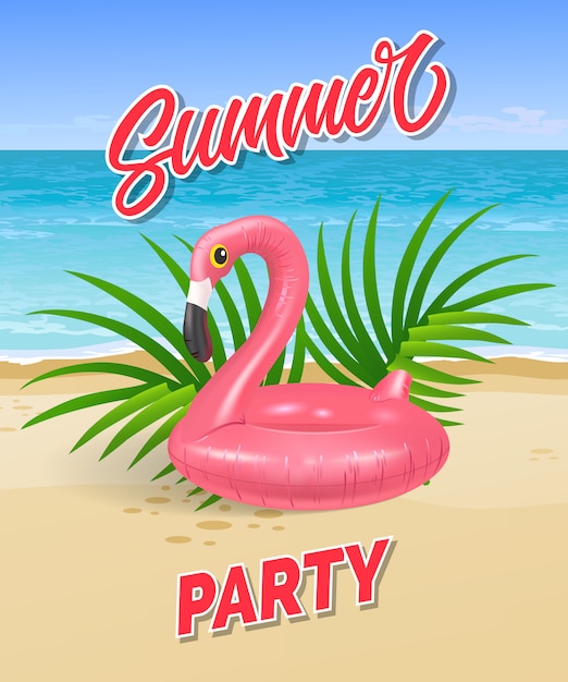 Download Free Vector | Summer party lettering with sea beach and ...