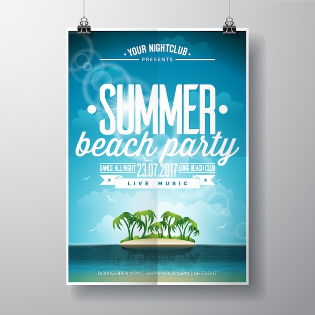 Summer party poster beach design