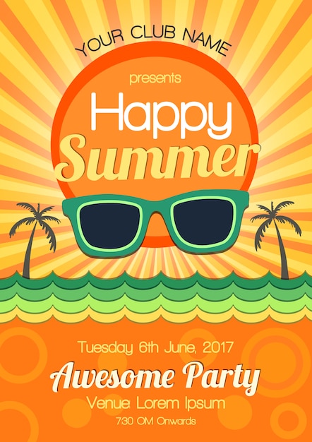 Free Vector | Summer party poster design