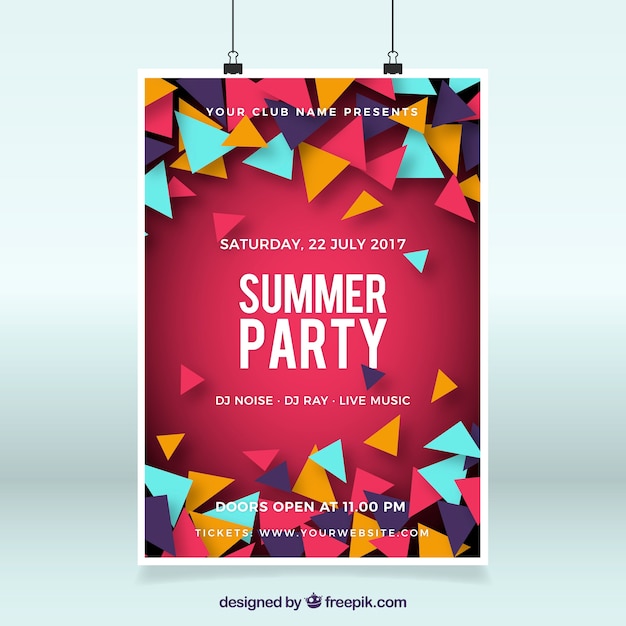 Summer Party Poster Template Free Vector