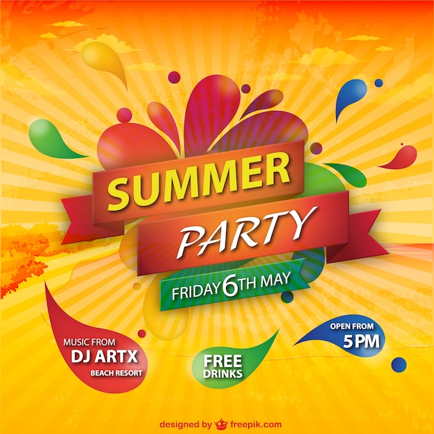 Summer party солнечные лучи красочный фон Бесплатные векторы