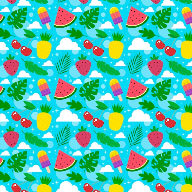 Summer pattern collection Free Vector