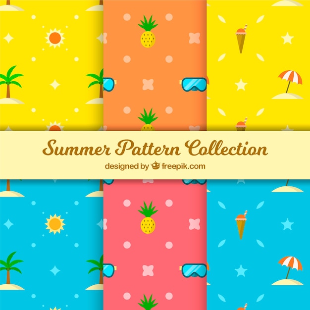Summer patterns collection with beach
elements