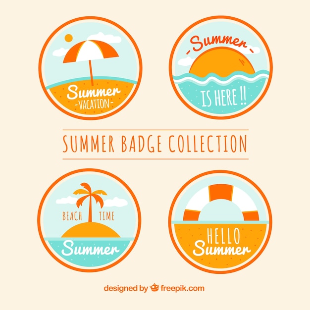 Free Vector | Summer round stickers set