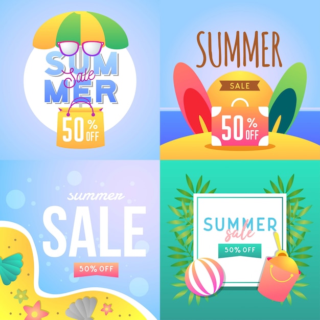 Download Summer sale banner illustration Vector | Premium Download