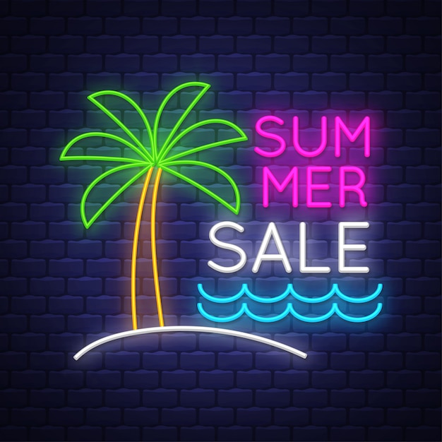 Download Summer sale banner. neon sign. | Premium Vector