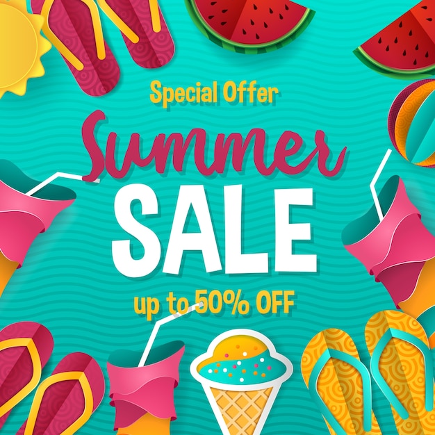 Premium Vector | Summer sale banner template