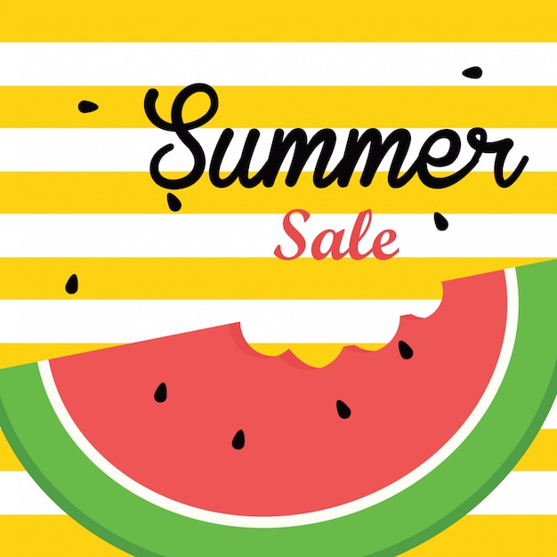 Download Summer sale banner vector illustration, watermelon slice | Premium Vector