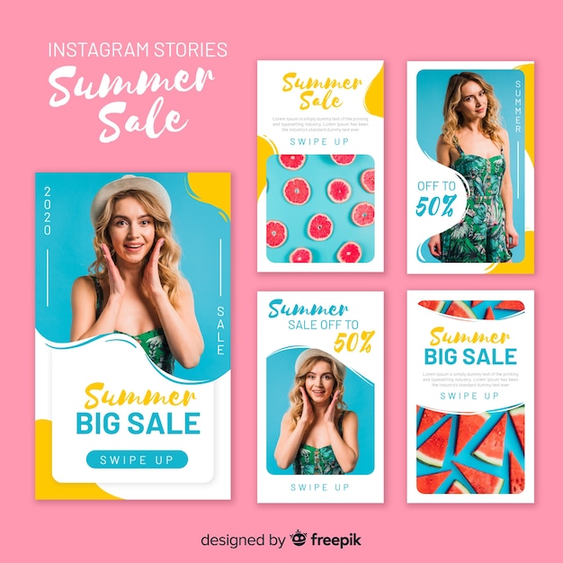 Summer sale instagram stories templates Vector | Free Download