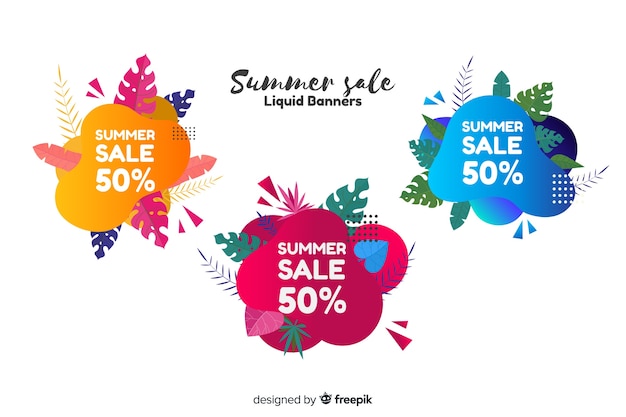 Summer Sale Liquid Banners Vector Free Download