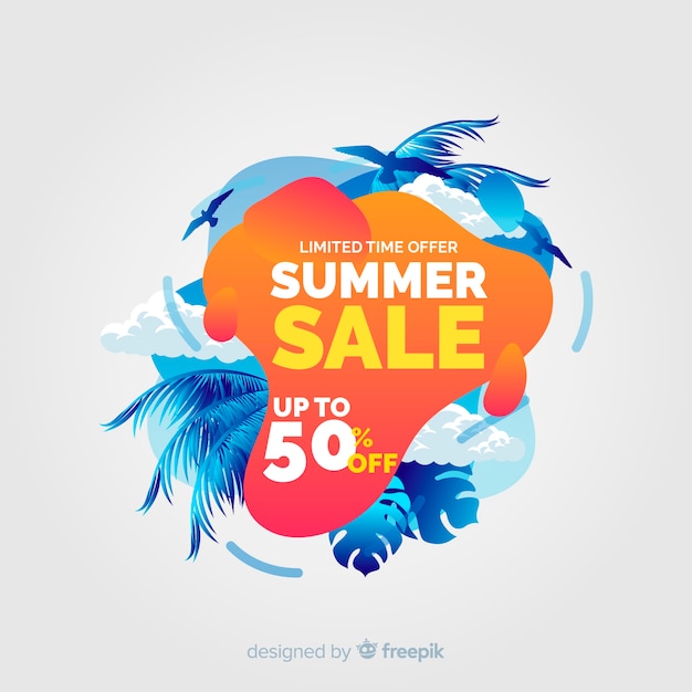 Download Free Download Free Summer Sale Liquid Shapes And Tropical Leaves Use our free logo maker to create a logo and build your brand. Put your logo on business cards, promotional products, or your website for brand visibility.