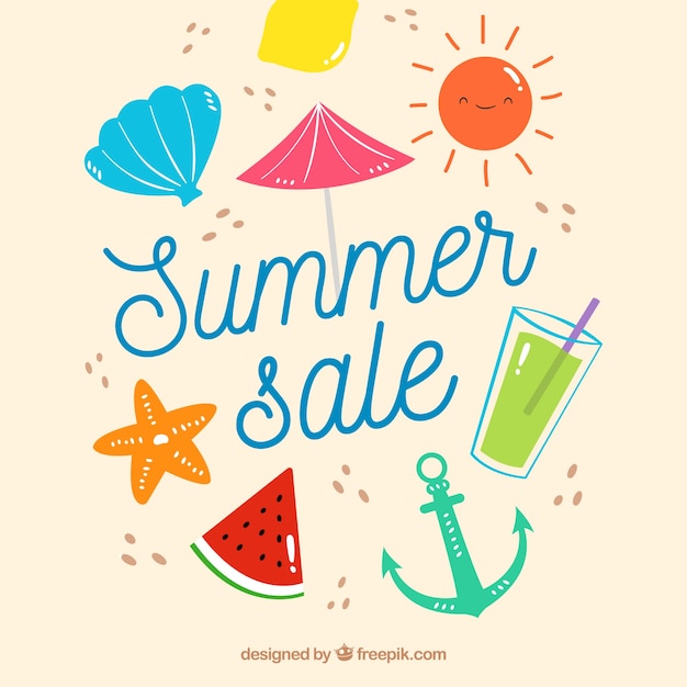 Summer sale template with different elements of
vacation