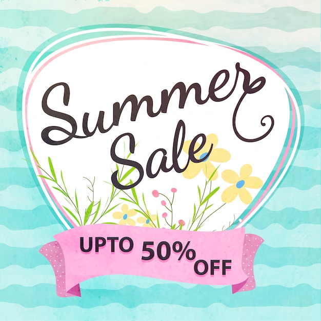 Premium Vector | Summer sale upto 50% off offers.