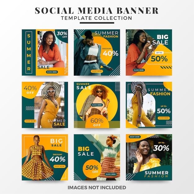 Download Premium Vector Summer Social Media Banner Template Collection Yellowimages Mockups