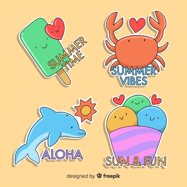 Download Summer sticker collection | Free Vector