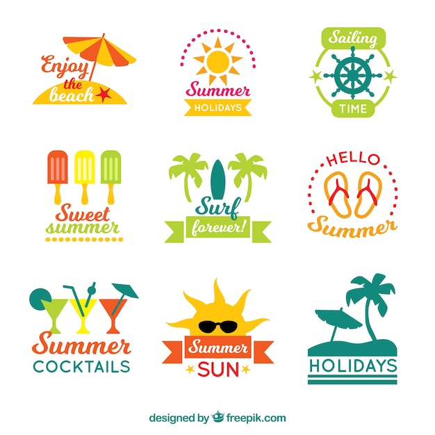 Free Vector | Summer stickers collection